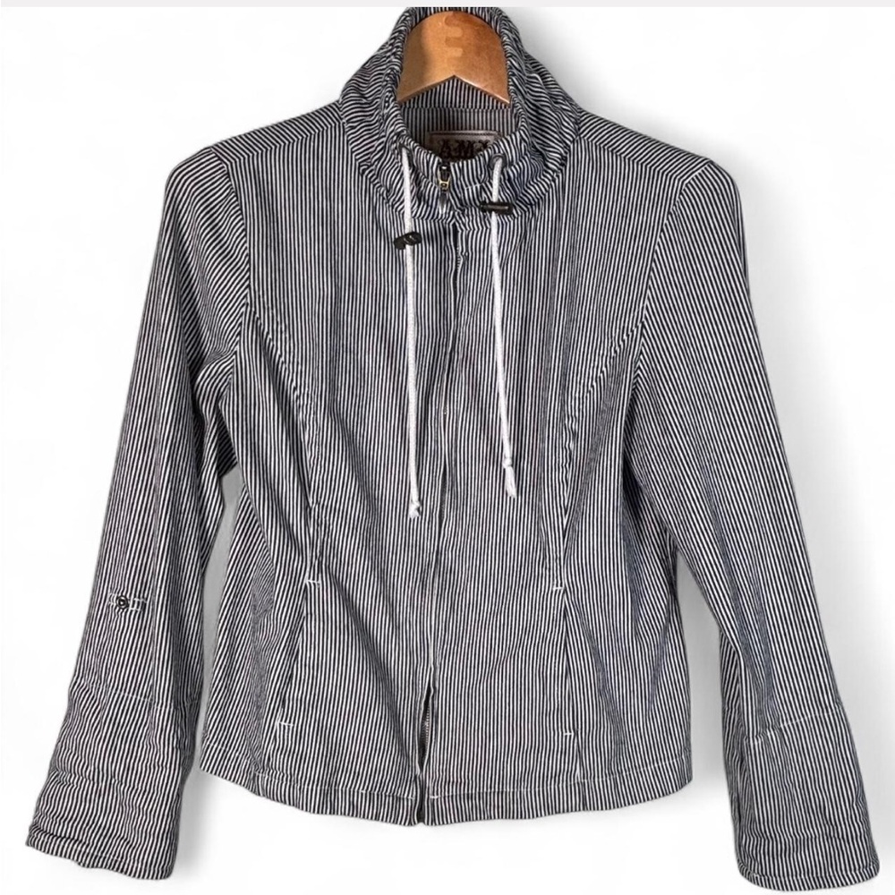AMI Navy White Pinstripe Zip Jacket • Size Medium